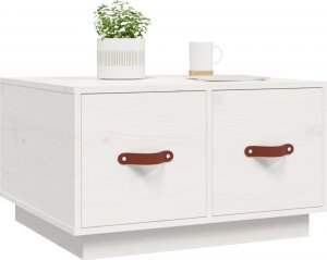 vidaXL Stolik kawowy, biały, 60x53x35 cm, lite drewno sosnowe 4
