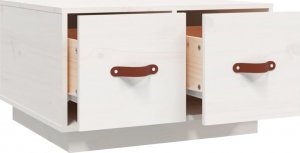 vidaXL Stolik kawowy, biały, 60x53x35 cm, lite drewno sosnowe 7