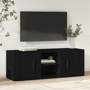 vidaXL Szafka pod TV, czarna, 100x31,5x35 cm, materiał drewnopochodny 1