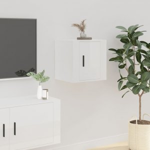 vidaXL Wisząca szafka telewizyjna, wysoki połysk, biała, 40x34,5x40 cm 1