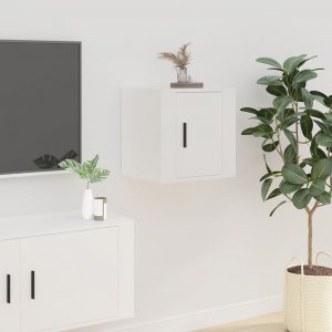 vidaXL Wisząca szafka telewizyjna, biała, 40x34,5x40 cm 1