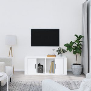 vidaXL Szafka pod TV, wysoki połysk, biała, 100x35x40 cm 1