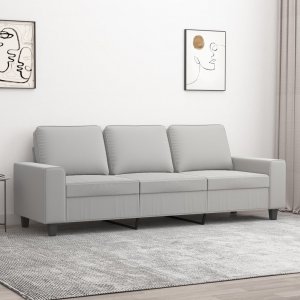 vidaXL 3-osobowa sofa, jasnoszary, 180 cm, tapicerowana mikrofibrą 1