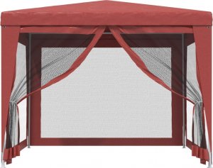 vidaXL Namiot imprezowy z 4 siatkowymi ścianami, czerwony, 3x3 m, HDPE 3