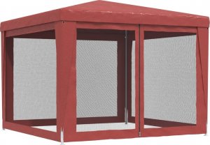 vidaXL Namiot imprezowy z 4 siatkowymi ścianami, czerwony, 3x3 m, HDPE 5