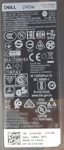 Zasilacz do laptopa Dell 240 W, 12.3 A, 19.5 V (AC Adapter, 240W, Liteon,) 4