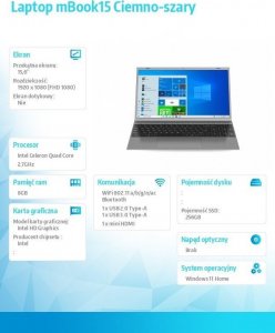 Laptop Maxcom Laptop mBook15 Ciemno-szary 8