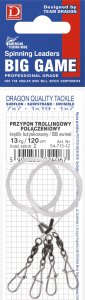 Dragon Przypon Trollingowy Dragon Invisible Fluorocarbon 120cm (2szt.) 13kg połączeniowy krętlikłożyskowany 1