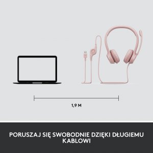 Słuchawki Logitech H390 Rose  (981-001281) 8