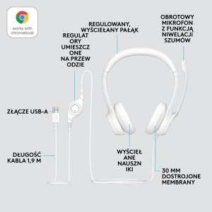 Słuchawki Logitech H390 Off White  (981-001286) 6