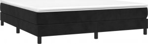 vidaXL vidaXL Łóżko kontynentalne z materacem, czarne, 160x200 cm, aksamit 3