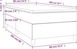 vidaXL vidaXL Łóżko kontynentalne z materacem, niebieskie, tkanina, 80x200 cm 10