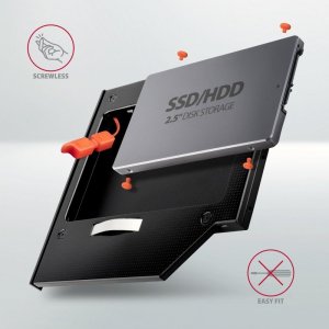 Kieszeń Axagon Ramka na 2,5" SSD-HDD do gniazda DVD, RSS-CD09, 9.5mm LED aluminium 4