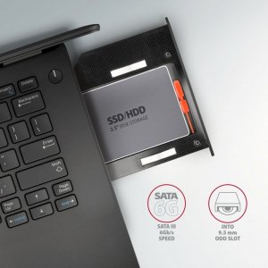 Kieszeń Axagon Ramka na 2,5" SSD-HDD do gniazda DVD, RSS-CD09, 9.5mm LED aluminium 5
