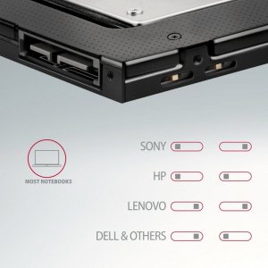 Kieszeń Axagon Ramka na 2,5" SSD-HDD do gniazda DVD, RSS-CD09, 9.5mm LED aluminium 7