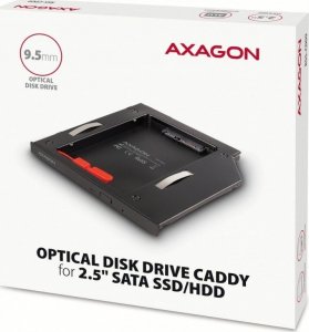 Kieszeń Axagon Ramka na 2,5" SSD-HDD do gniazda DVD, RSS-CD09, 9.5mm LED aluminium 9