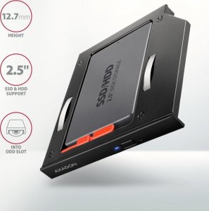 Kieszeń Axagon Ramka na 2,5" SSD-HDD do gniazda DVD, RSS-CD12, 12.7mm LED aluminium 2