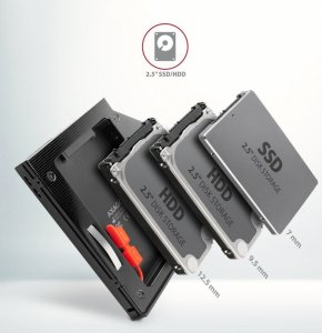 Kieszeń Axagon Ramka na 2,5" SSD-HDD do gniazda DVD, RSS-CD12, 12.7mm LED aluminium 3