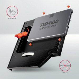 Kieszeń Axagon Ramka na 2,5" SSD-HDD do gniazda DVD, RSS-CD12, 12.7mm LED aluminium 4