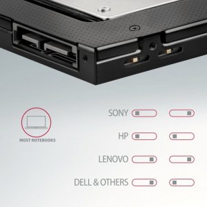 Kieszeń Axagon Ramka na 2,5" SSD-HDD do gniazda DVD, RSS-CD12, 12.7mm LED aluminium 7