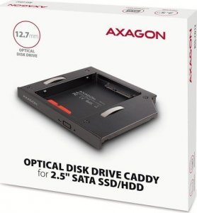 Kieszeń Axagon Ramka na 2,5" SSD-HDD do gniazda DVD, RSS-CD12, 12.7mm LED aluminium 9