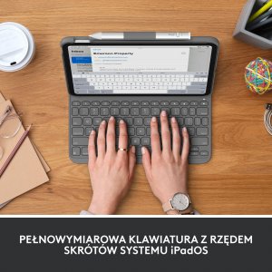 Logitech Slim Folio, etui z klawiaturą do iPada (10. gen. i A16), QWERTY układ US international - Szary (920-011413) 2