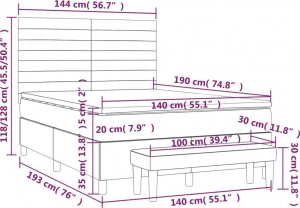 vidaXL vidaXL Łóżko kontynentalne z materacem, taupe, tkanina, 140x190 cm 8