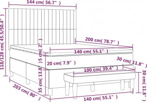 vidaXL vidaXL Łóżko kontynentalne z materacem, taupe, tkanina, 140x200 cm 8