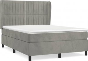 vidaXL vidaXL Łóżko kontynentalne z materacem, jasnoszare, aksamit, 140x190cm 2