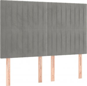 vidaXL vidaXL Łóżko kontynentalne z materacem, jasnoszare, aksamit, 140x190cm 6