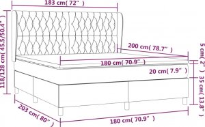 vidaXL vidaXL Łóżko kontynentalne z materacem, ciemnozielone, 180x200 cm 7