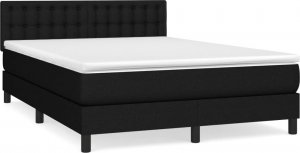 vidaXL vidaXL Łóżko kontynentalne z materacem, czarne, tkanina, 140x190 cm 2