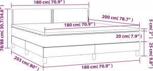 vidaXL vidaXL Łóżko kontynentalne z materacem, taupe, tkanina, 180x200 cm 7