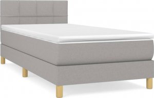 vidaXL vidaXL Łóżko kontynentalne z materacem, jasnoszare, tkanina, 90x190 cm 2