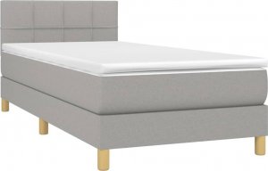 vidaXL vidaXL Łóżko kontynentalne z materacem, jasnoszare, tkanina, 90x190 cm 3