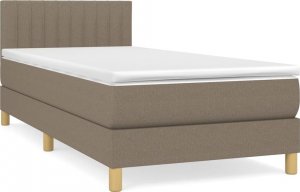 vidaXL vidaXL Łóżko kontynentalne z materacem, taupe, tkanina, 90x190 cm 2