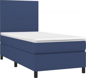 vidaXL vidaXL Łóżko kontynentalne z materacem, niebieskie, tkanina, 80x200 cm 3