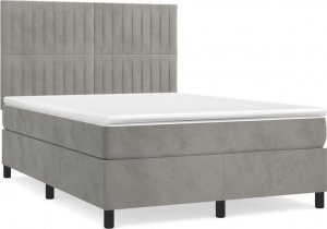 vidaXL vidaXL Łóżko kontynentalne z materacem, jasnoszare, aksamit, 140x190cm 2