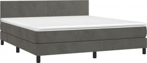 vidaXL vidaXL Łóżko kontynentalne z materacem i LED, szary aksamit, 180x200cm 4