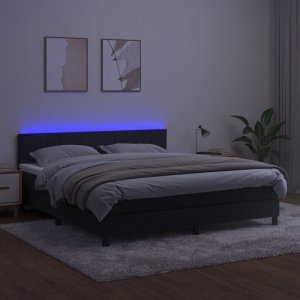 vidaXL vidaXL Łóżko kontynentalne z materacem i LED, czarny aksamit 160x200cm 3