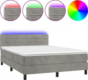 vidaXL vidaXL Łóżko kontynentalne z materacem, jasnoszare, 140x190cm, aksamit 2