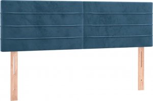 vidaXL vidaXL Łóżko kontynentalne, materac i LED, niebieski aksamit 140x190cm 7