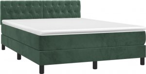 vidaXL vidaXL Łóżko kontynentalne z materacem i LED zielony aksamit 140x190cm 3