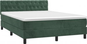 vidaXL vidaXL Łóżko kontynentalne z materacem i LED zielony aksamit 140x200cm 3