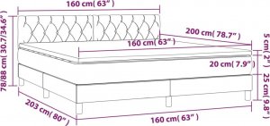 vidaXL vidaXL Łóżko kontynentalne z materacem i LED zielony aksamit 160x200cm 8