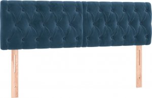 vidaXL vidaXL Łóżko kontynentalne, materac i LED, niebieski aksamit 160x200cm 7