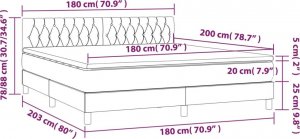 vidaXL vidaXL Łóżko kontynentalne z materacem i LED zielony aksamit 180x200cm 8