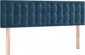 vidaXL vidaXL Łóżko kontynentalne, materac i LED, niebieski aksamit 140x190cm 7