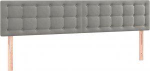 vidaXL vidaXL Łóżko kontynentalne z materacem i LED, szare 180x200cm, aksamit 7