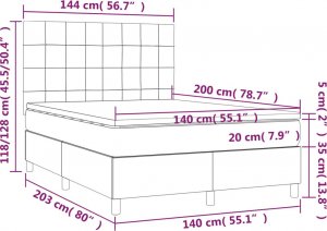 vidaXL vidaXL Łóżko kontynentalne z materacem, taupe, 140x200 cm, tkanina 8